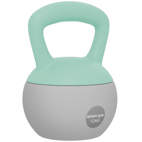 SPORTNOW 12KG Soft Kettlebell, Kettlebell with Non-Slip Handle for Home Gym, Weight Lifting, Strength Training, Green/Grey