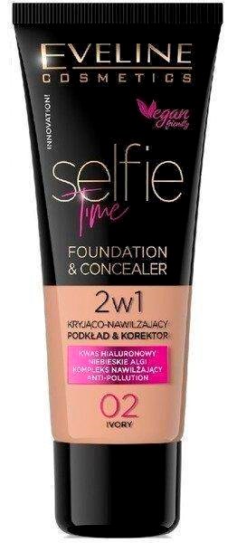 Eveline Selfie Time Foundation Concealer Covering Moisturizing Skin No 02 Ivory 30ml