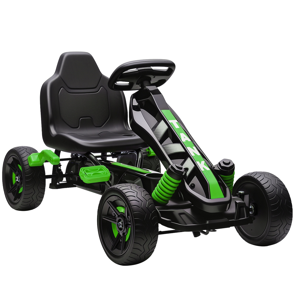 AIYAPLAY Pedal Go Kart for Kids Aged 3-6 Years, with Freewheel System, Brake, EVA Anti-Slip Wheels, Green