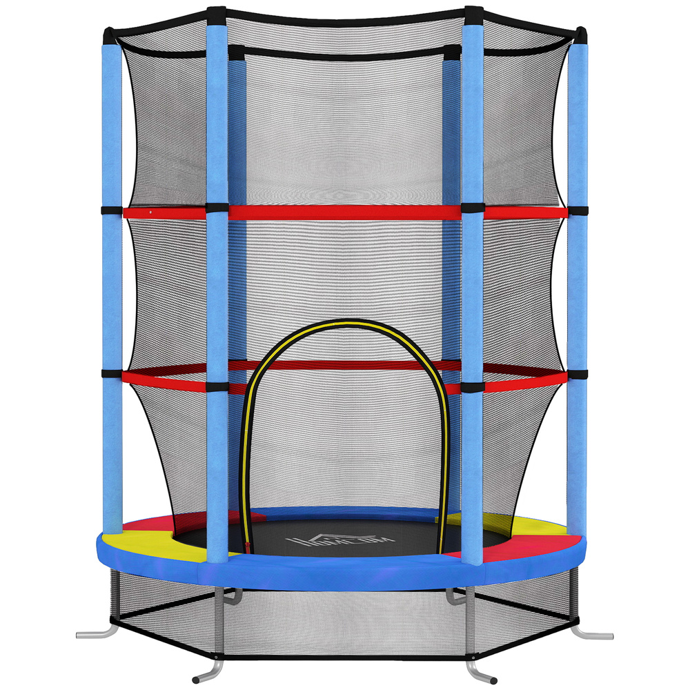 HOMCOM Kids Trampoline, with Enclosure Net, Steel Frame, for Ages 3-6 Years - MultiColoured