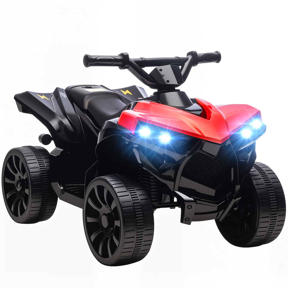 AIYAPLAY 6V Kids ATV, 4 Wheeler Electric Ride on Car with Music and LED Headlights, for Ages 3-6 Years Boys and Girls, Red