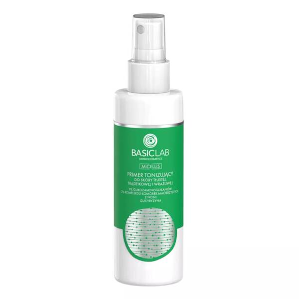 BasicLab Micellis Toning Primer 3% Glycosaminoglycans & 2% Noni Stem Cell Complex  Best Vegan Skincare Base for Oily, Acne-Prone Skin - 150ml