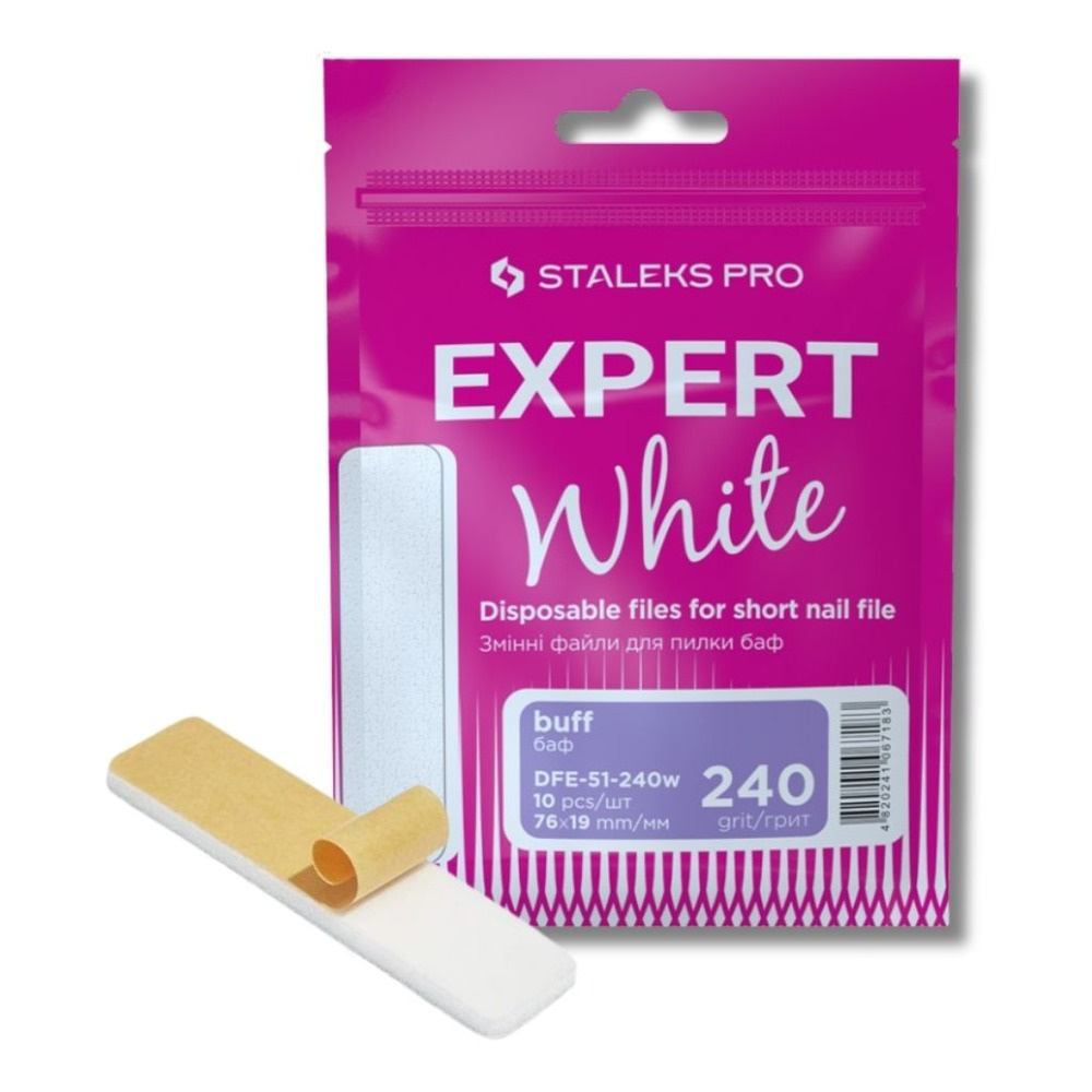Staleks Pro Wymienne Pilniki Białe do Pilnika Krótkiego do Szlifowania EXPERT 51 10 Sztuk