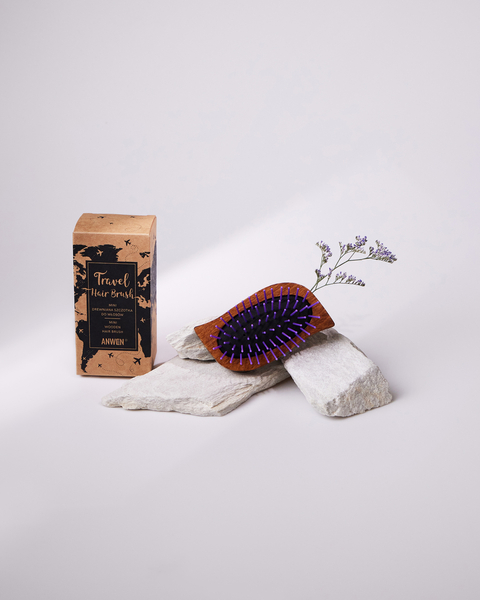 Anwen Eco-Friendly Mini Wooden Hairbrush - Travel-Friendly & Antistatic