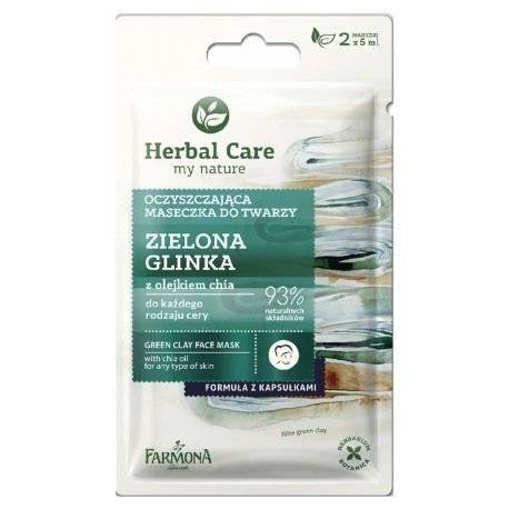 Herbal Care Oczyszczająca Maseczka Wygładzająca z Zieloną Glinką do Każdego Rodzaju Cery 2x5ml