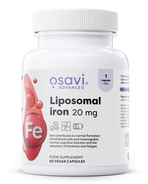 Osavi Liposomal Iron 20mg for Red Blood Cell Production 60 Vegan Caps