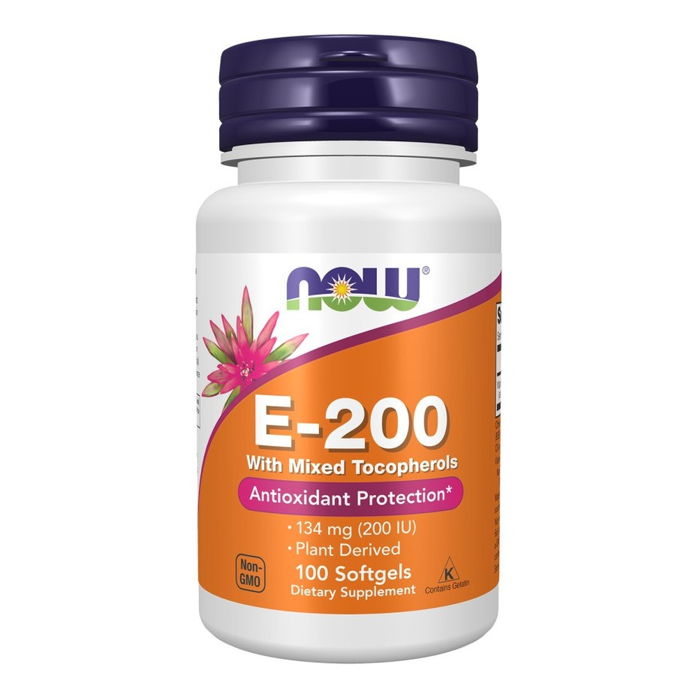 Now Foods Vitamin E-200 Natural Mixed Tocopherols Supports Immunity 100 Softgels