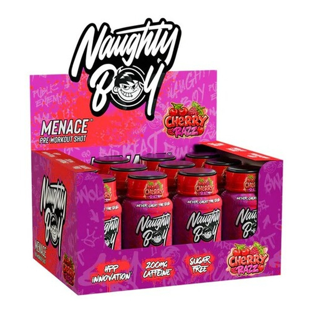 Naughty Boy Menace Pre-Workout Shot Cherry Razz 12 x 60ml