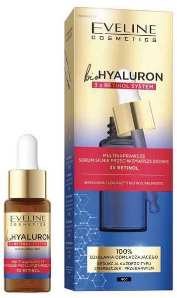 Eveline BioHyaluron 3x Retinol System Multinaprawcze Serum Silnie Przeciwzmarszczkowe na Noc 18ml