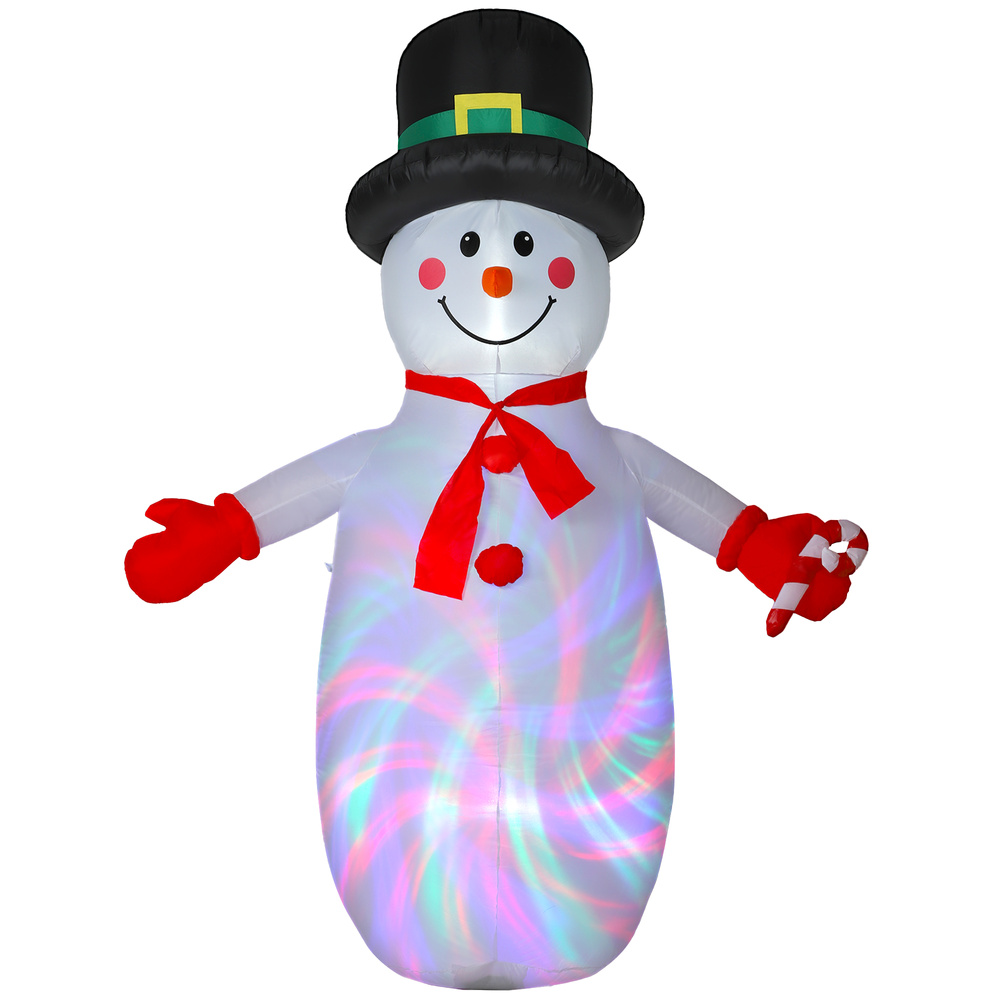 Outsunny 8FT Christmas Inflatable Outdoor Decoration with Dynamic Disco & LED Lights, Self-Inflating Christmas Blow Up Snowman for Garden, Indoor Outdoor Home Decor