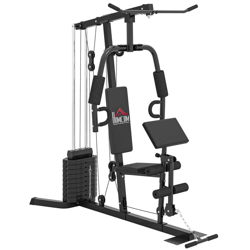 HOMCOM Multi-Exercise Gym Station, with 45kg Weight Stack, for Full Body Workout