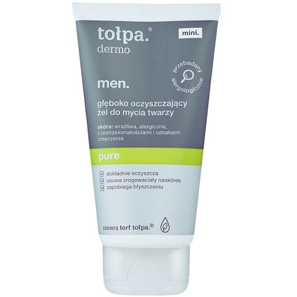 Tołpa Dermo Men Pure Węglowy żel do mycia twarzy dla skóry wrażliwej i tłustej 150ml