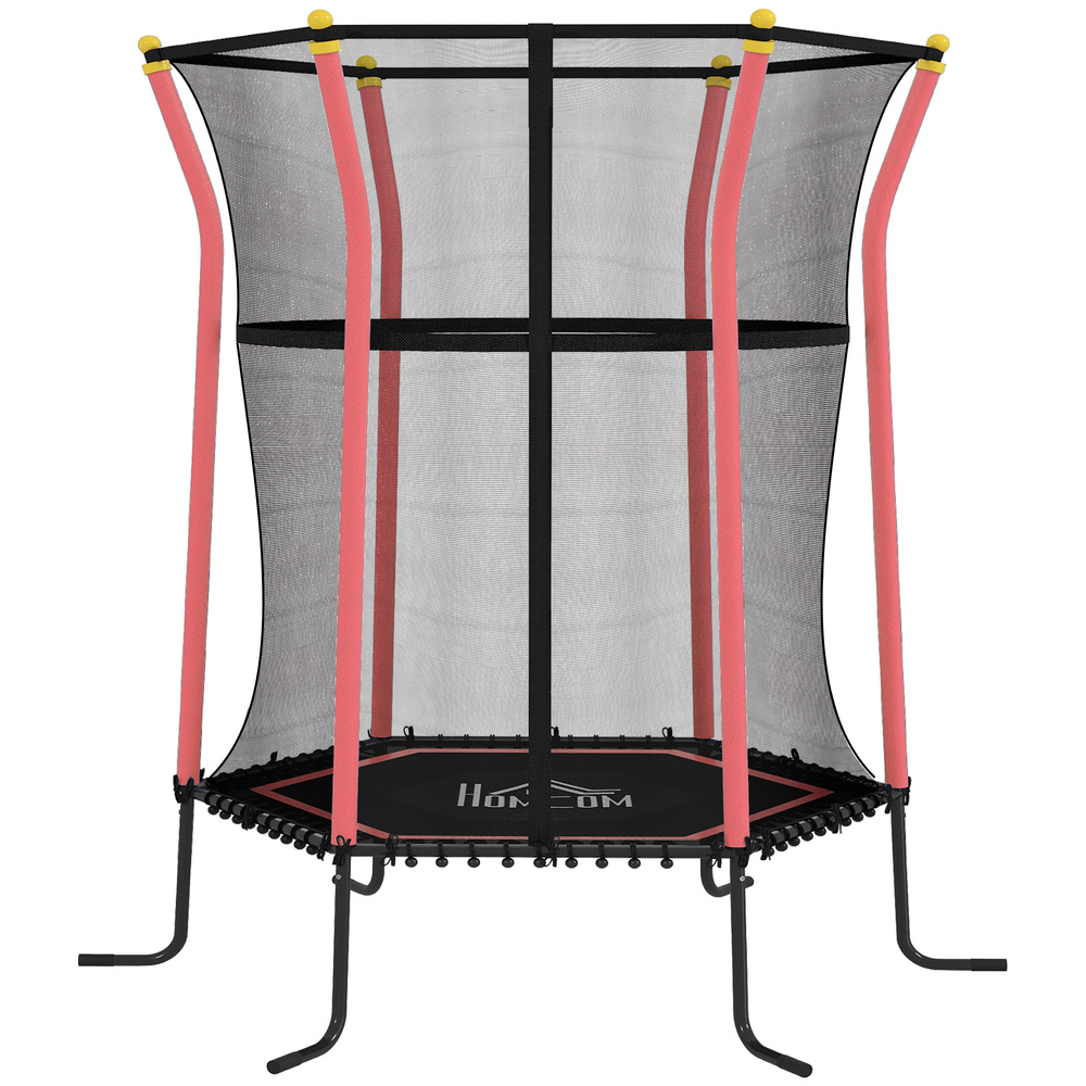 HOMCOM Kids Trampoline Mini Bouncer with Enclosure Safety Net For Ages 3-10 Years - Red