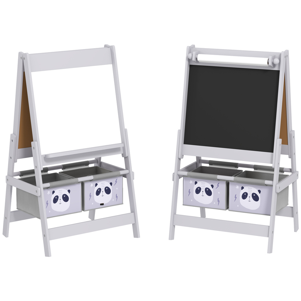 AIYAPLAY 3-In-1 Kids Easel with Paper Roll, Art Easel, with Storage - Grey