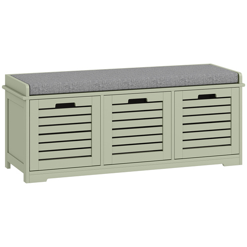 HOMCOM 3-Drawer Shoe Storage Bench - Green