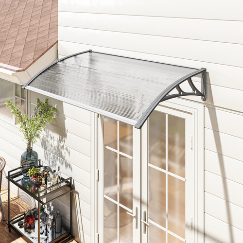 Outsunny Front Door Canopy, Outdoor Awning, Rain Shelter, 110 x 60cm, Grey