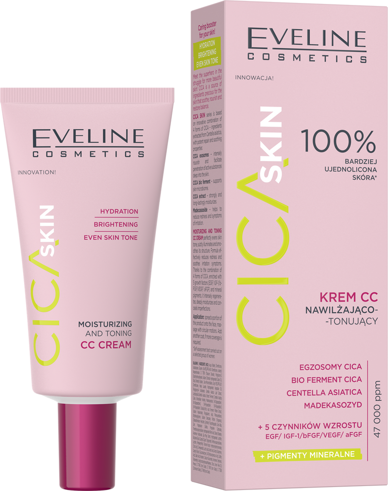 Eveline Cica Skin Krem CC Nawilżająco-Tonujący Wyrównuje Koloryt Skóry 30ml