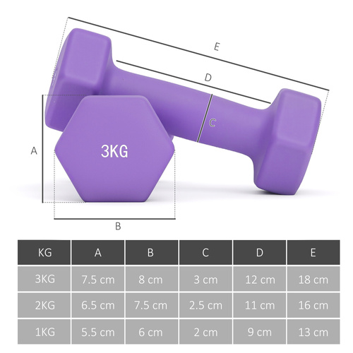 SPORTNOW Dumbbells Set with Storage Rack, 2 x 1kg, 2 x 2kg, 2 x 3kg, Pink