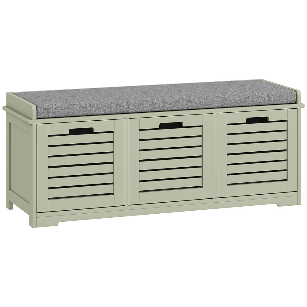 HOMCOM 3-Drawer Shoe Storage Bench - Green