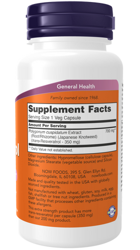 Now Foods Resveratrol Extra Strength 350mg Wspiera Zdrowie Komórkowe 60 Kapsułek