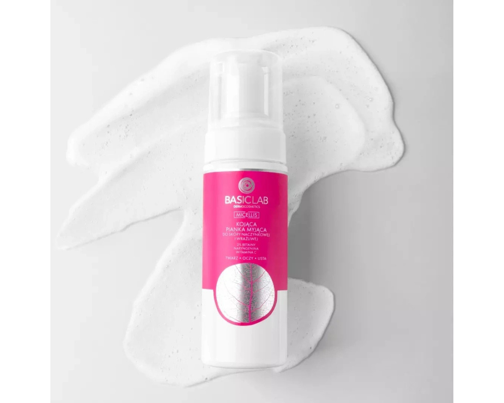BasicLab Micellis Soothing Cleansing Foam 2% Betaine Naringenin Vitamin C for Capillary and Sensitive Skin 150ml