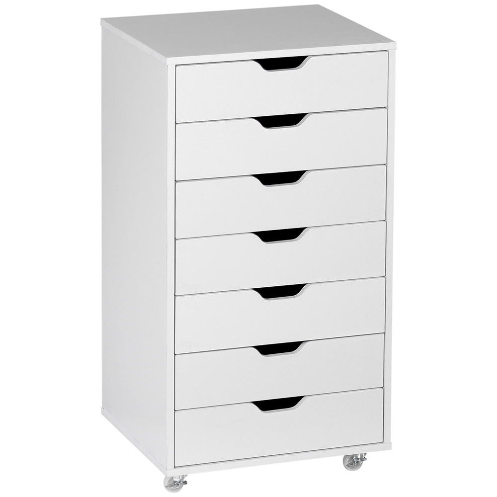 Vinsetto Seven-Drawer Filing Cabinet, with Wheels - White