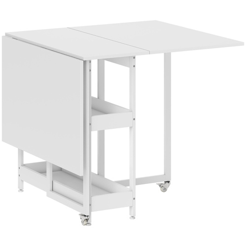 HOMCOM Four-Person Drop Leaf Table - White