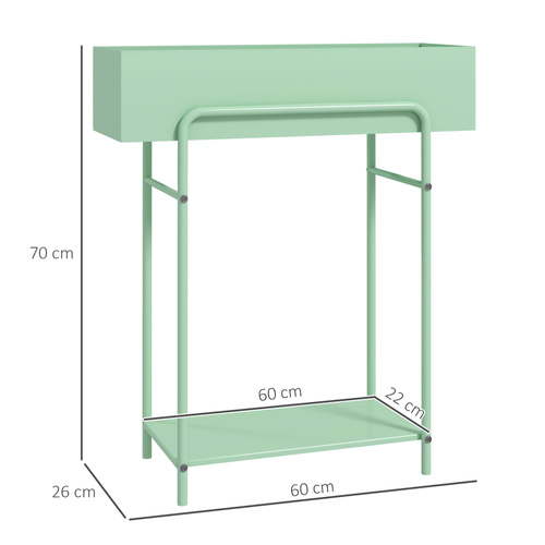 Outsunny 2 Tier Plant Stand, Metal Plant Rack Shelf with Drain Holes, Floor-standing Flower Pot Stand for Indoor Outdoor Garden Patio Balcony Living Room, Green