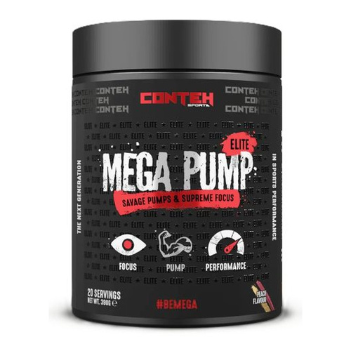 Conteh Sports Mega Pump Elite Non-Stimulant Pre-Workout Powder, Peach 390g