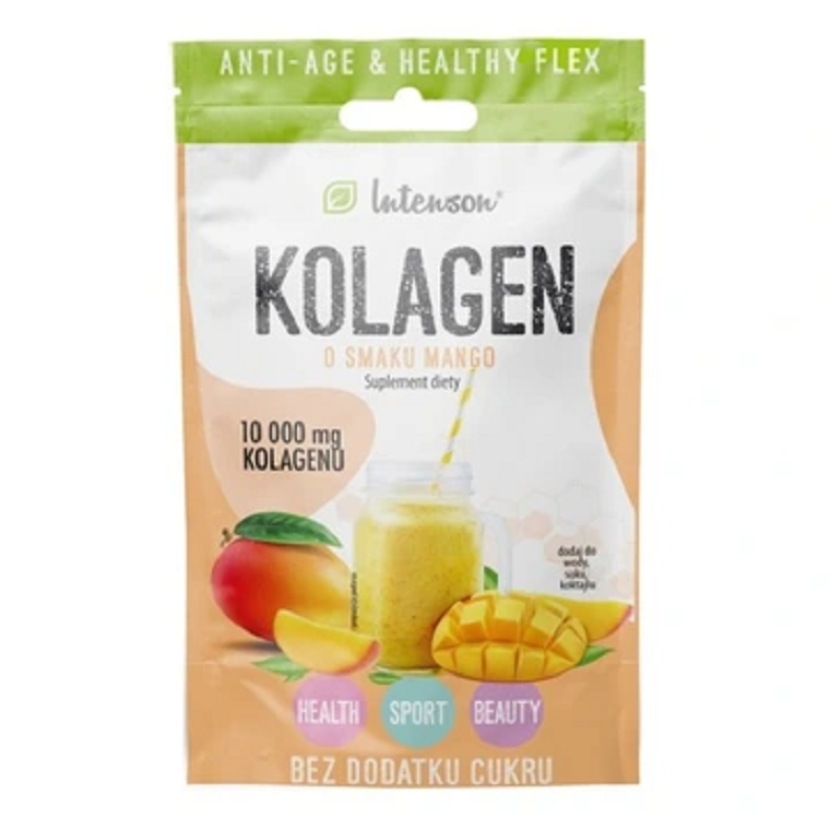 Intenson Collagen Mango Flavor with Hyaluronic Acid and Vitamin C in Drinking Powder 10.9g