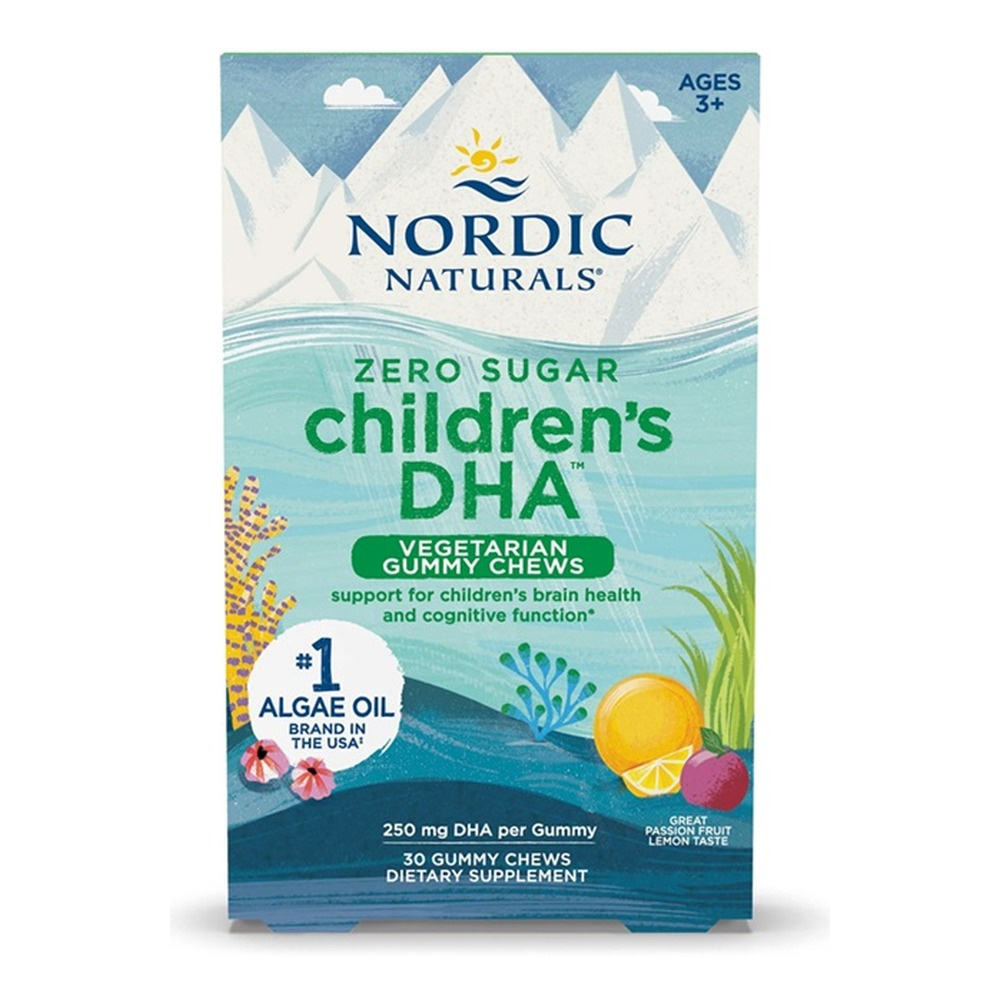 Nordic Naturals DHA dla Dzieci Wegetariańskie Żelki 250mg Marakuja Cytryna Na Wsparcie Mózgu 30 Żelków
