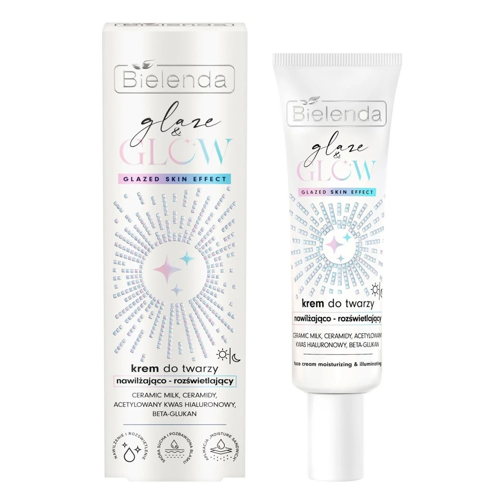 Bielenda Glaze & Glow Moisturizing - Brightening Cream Glazed Skin Effect for Dry and Dull Skin 50ml