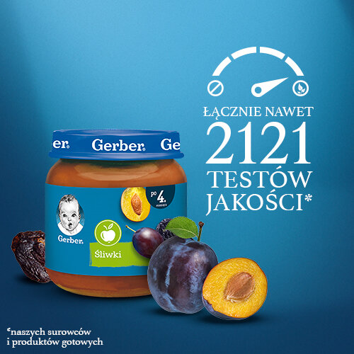 Gerber Deser Suszone Śliwki dla Niemowląt po 4 Miesiącu Produkt Bezglutenowy 125g