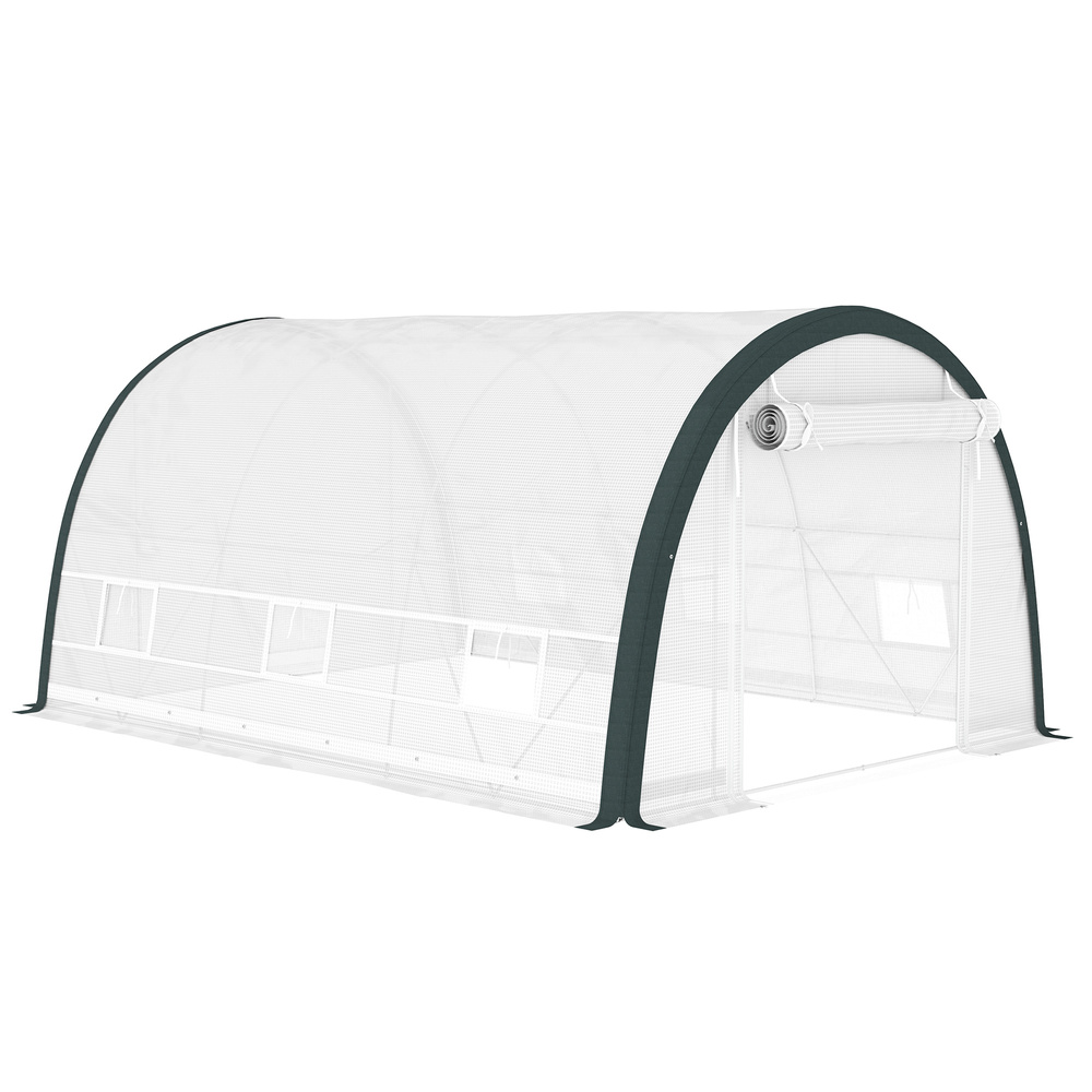 Outsunny 4 x 3(m) Walk-In Tunnel Greenhouse, with Accessories - White
