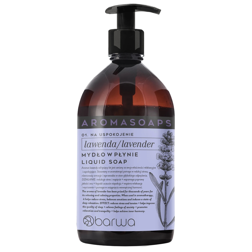Barwa Aroma Soaps Na Uspokojenie Mydło w Płynie Lawenda do Codziennego Stosowania 500ml