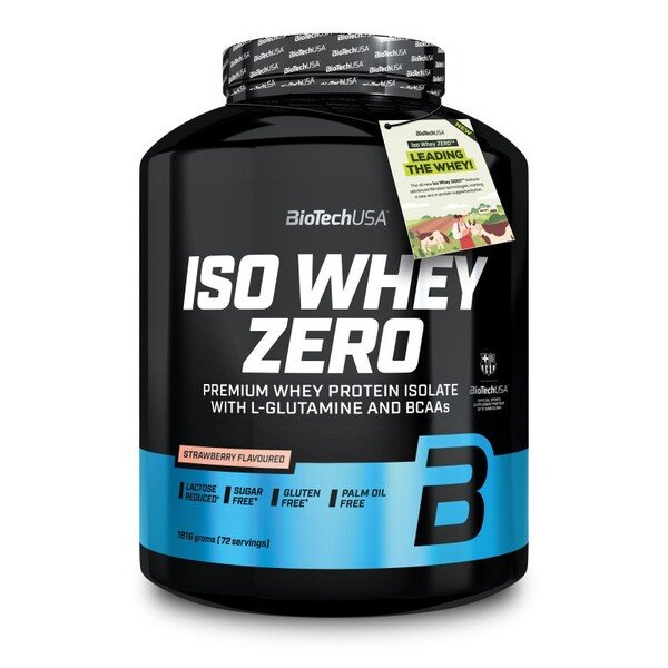 BioTechUSA Iso Whey Zero Izolat Białka Serwatkowego w Proszku Truskawkowy 1816g