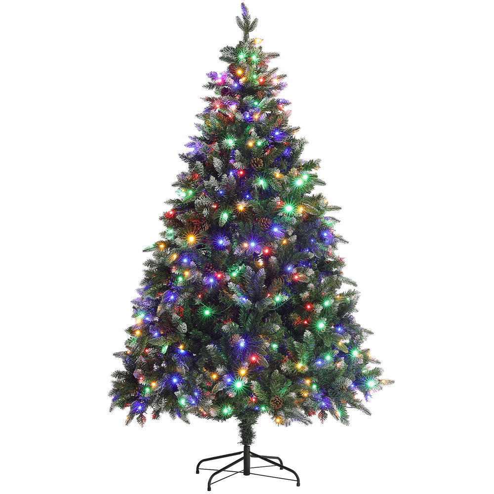 HOMCOM 6ft LED Pre-Lit Artificial Christmas Tree, with Base