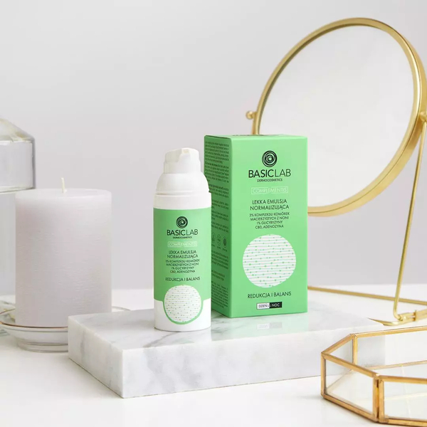 BasicLab Advanced Light Emulsion with 3% Noni Stem Cell Complex & 1% Glycyrrhizin  Best Acne Solution for Oily & Combination Skin (50ml)