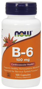 Now Foods Vitamin B-6 100mg Wspiera Układ Nerwowy 100 Kapsułek