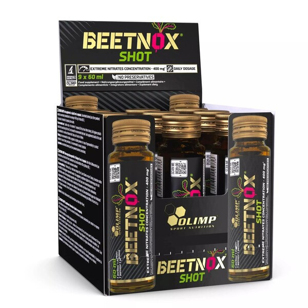 Olimp Nutrition BeetNOX Shot Przedtreningówka w Płynie z Buraka na Pompę Mięśniową i Zmniejszenie Zmęczenia 9 x 60 ml
