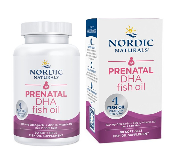 Nordic Naturals Prenatal DHA 830mg Omega-3 and 400 IU D3 For Pregnant Women 90 Softgels