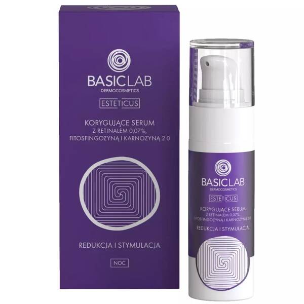 BasicLab Dermocosmetics Advanced Retinal Serum 0.07% with Phytosphingosine & Carnosine 2.0 - Anti-Aging & Acne Solution for Problematic Skin 30ml
