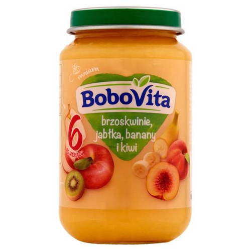 Bobovita Deser Brzoskwinie Jabłka Banany i Kiwi dla Niemowląt po 6 Miesiącu 190g