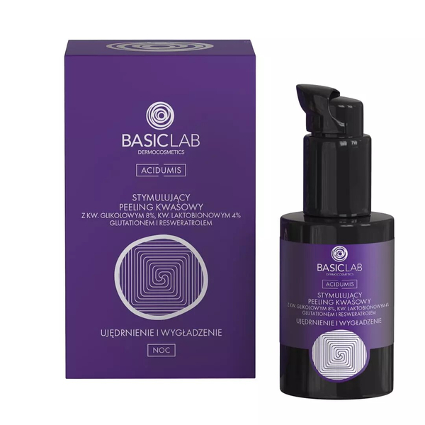 BasicLab Radiant Renewal Peeling with 8% Glycolic Acid & 4% Lactobionic Acid - Firming, Smoothing, and Brightening Solution 30ml