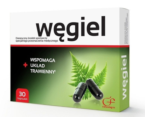 Węgiel Aktywny Wspomaga Układ Pokarmowy Jelita Biegunki Zatrucia 30 Kapssułek