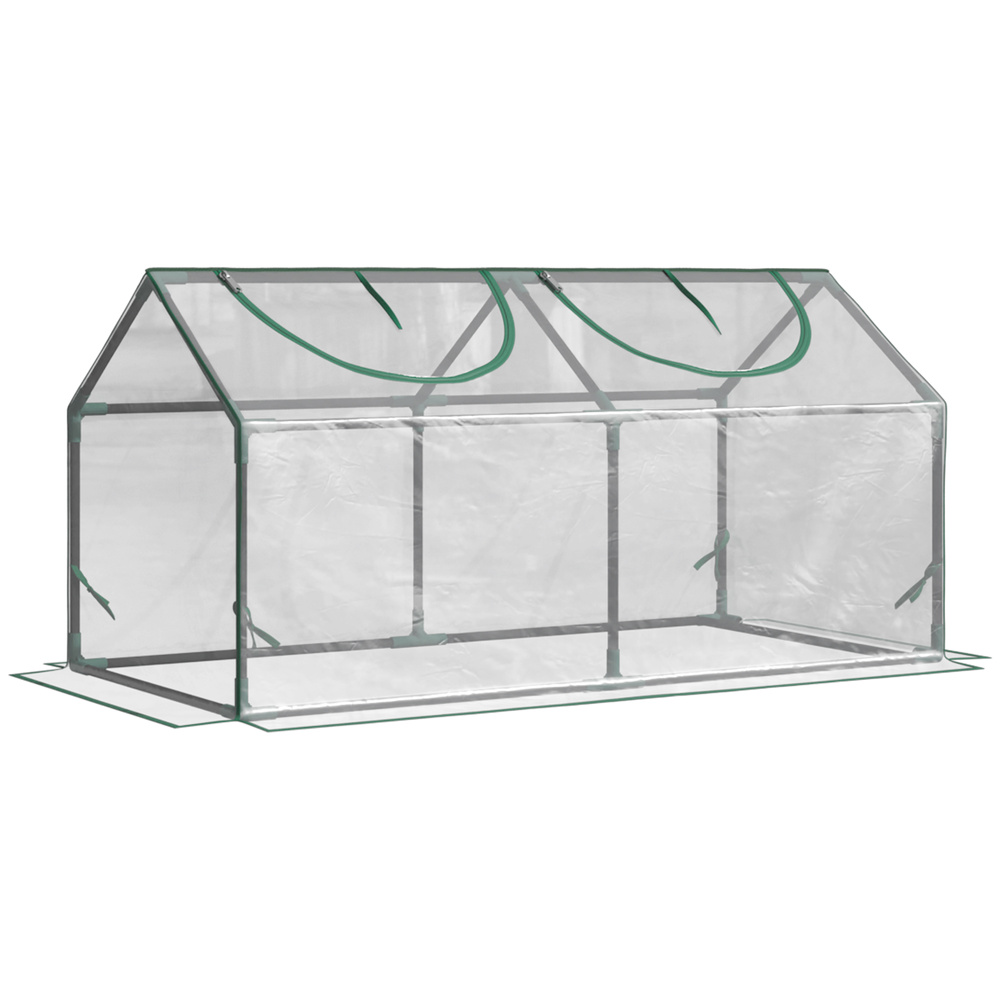 Outsunny Mini Greenhouse Portable Flower Planter Vegetable Grow House for Garden with Zipped Windows, 120 x 60 x 60 cm, Clear