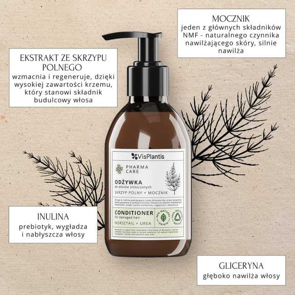 Vis Plantis Pharma Care Odżywka do Włosów Zniszczonych Skrzyp Polny i Mocznik 300ml
