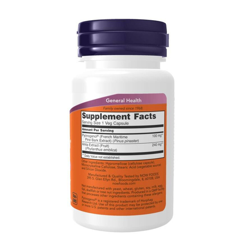 Now Foods Pycnogenol 100mg Supports Immune System 60 Capsules