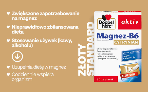 Doppelherz Aktiv Magnez B6 Cytrynian Zmęczenie Poprawa Układu Nerwowego 30 Tabletek