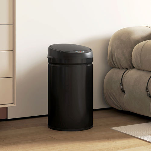 HOMCOM 30L Stainless Steel Sensor Bin - Black